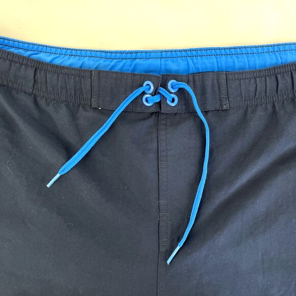 Mens Nike Board Shorts Swim Trunks Sz XXL Navy Blue Neon Yellow - Picture 2 of 8